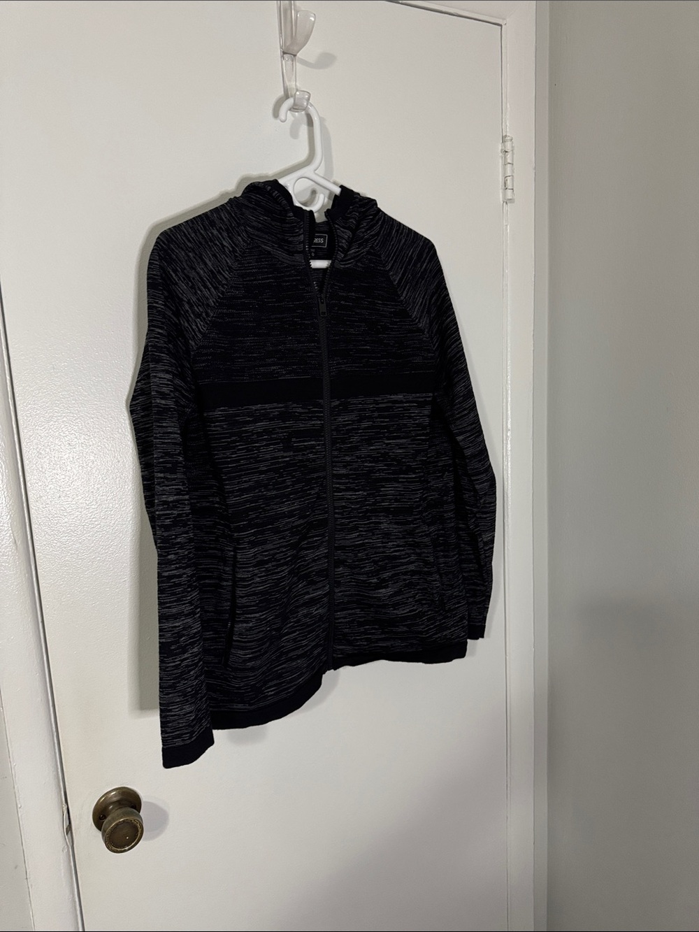 Express Men’s Medium Black & Charcoal Space-Dye Zip Hoodie